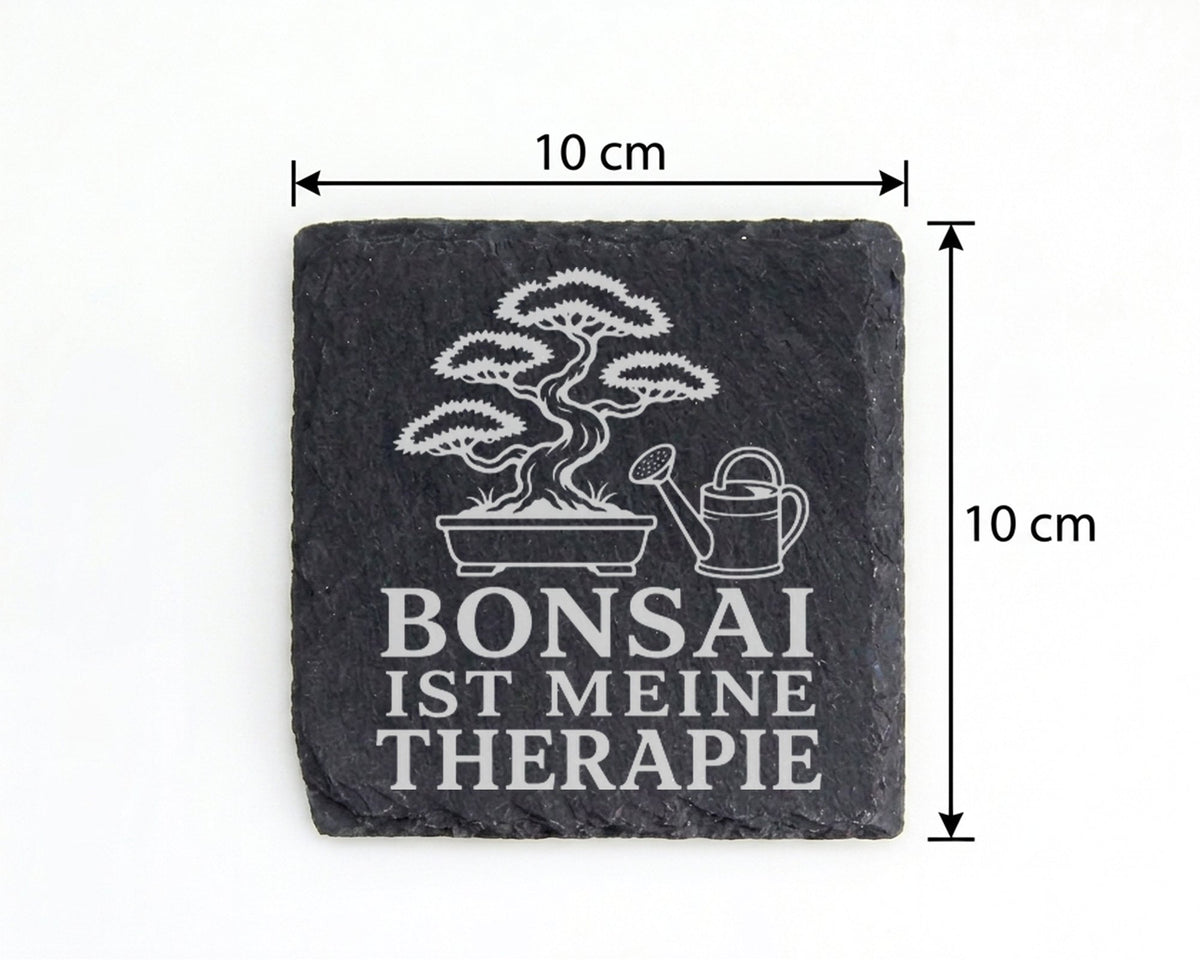 Schiefer Untersetzer Bonsai ist meine Therapie - Lustiges Geschenk für – Bild 4