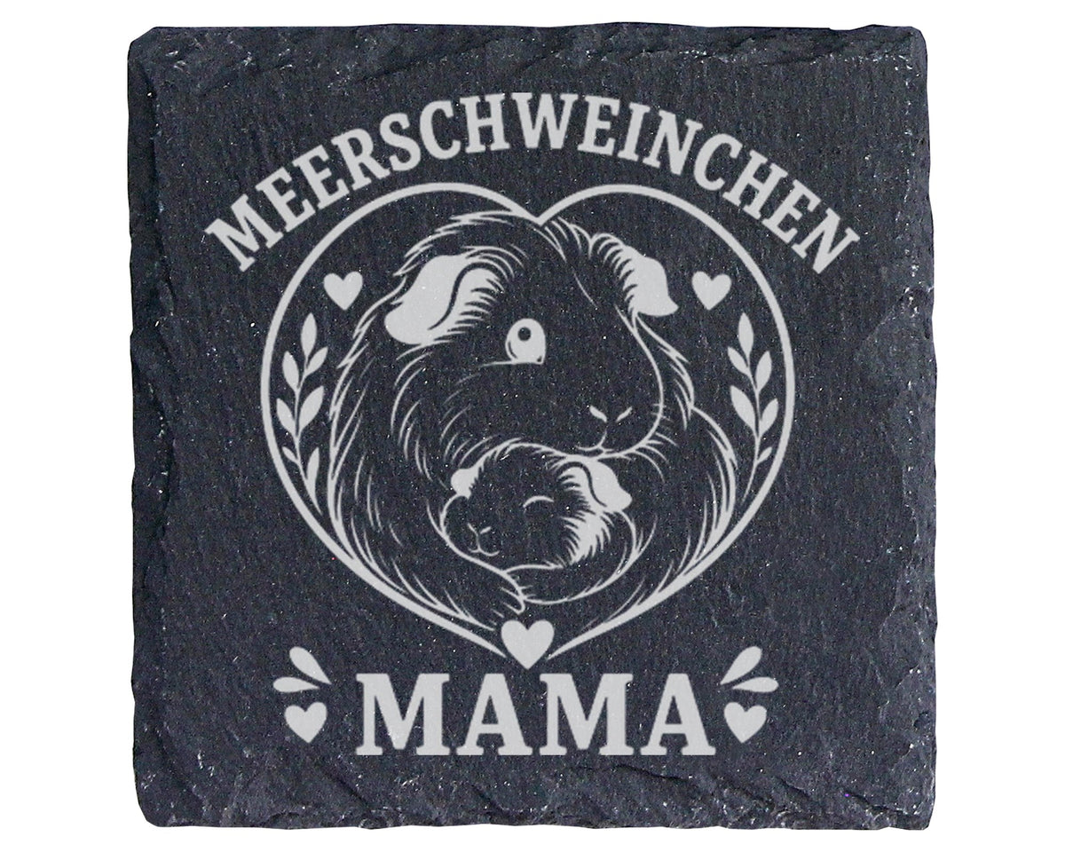 Schiefer Untersetzer Meerschweinchen Mama - Süßes Geschenk für Haustie – Bild 1