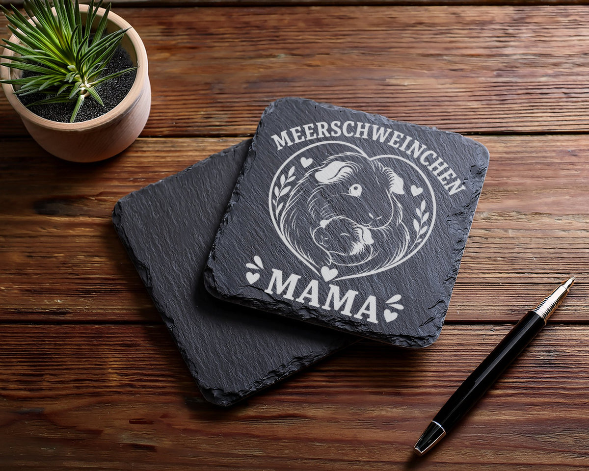 Schiefer Untersetzer Meerschweinchen Mama - Süßes Geschenk für Haustie – Bild 5