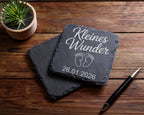 Schiefer Untersetzer Kleines Wunder Babyfüße Personalisiert Mit Datum  – Bild 5