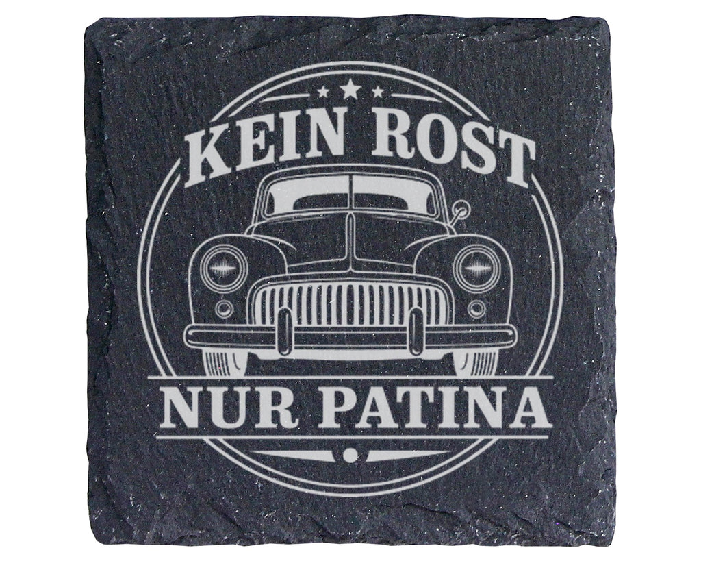 Schiefer Untersetzer Oldtimer Kein Rost nur Patina - Lustiges Geburtst – Bild 1