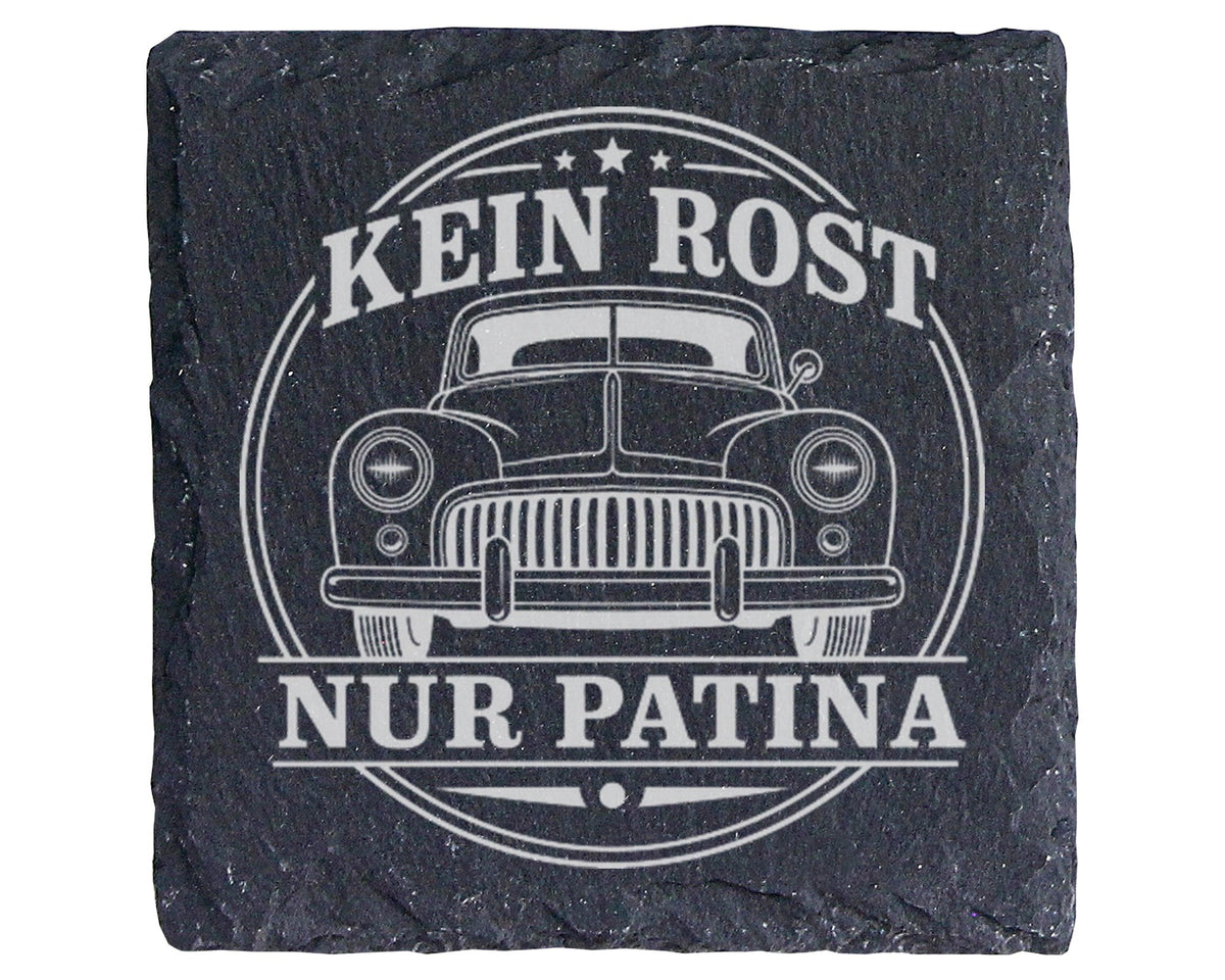 Schiefer Untersetzer Oldtimer Kein Rost nur Patina - Lustiges Geburtst – Bild 1