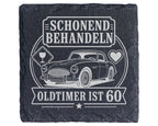 Schiefer Untersetzer Schonend behandeln Oldtimer ist 60 - Lustiges Ges – Bild 1