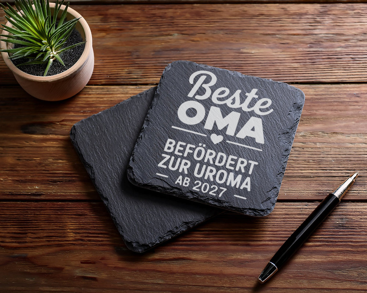 Schiefer Untersetzer Beste Oma Befördert Zur Uroma Personalisiert - Ge – Bild 5