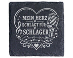 Schiefer Untersetzer Mein Herz schlägt für Schlager - Geschenk Schlage – Bild 1