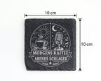 Schiefer Untersetzer Morgens Kaffee abends Schlager - Geschenk für Sch – Bild 4