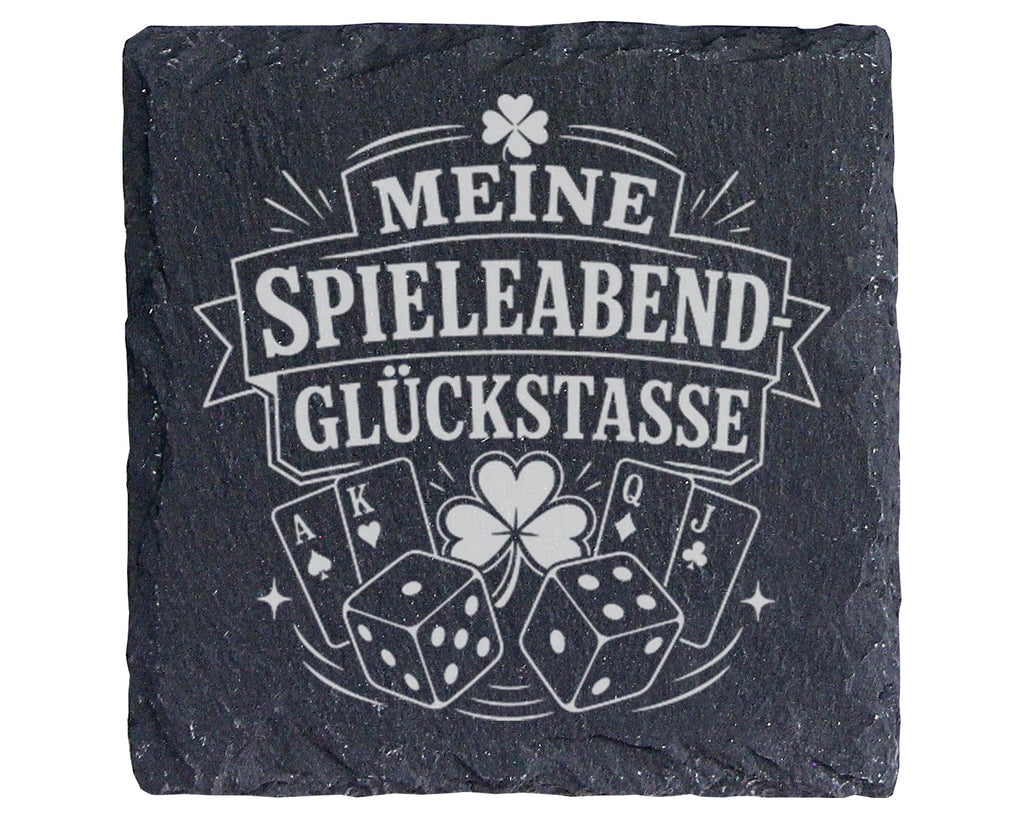Schiefer Untersetzer Spieleabend Meine Glückstasse - Geschenk für Bret – Bild 1