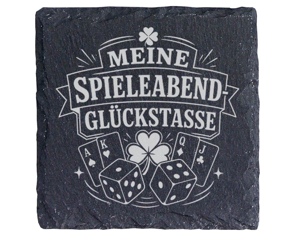 Schiefer Untersetzer Spieleabend Meine Glückstasse - Geschenk für Bret – Bild 1