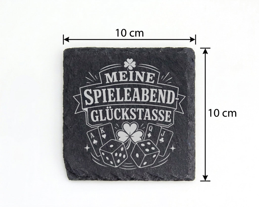 Schiefer Untersetzer Spieleabend Meine Glückstasse - Geschenk für Bret – Bild 4