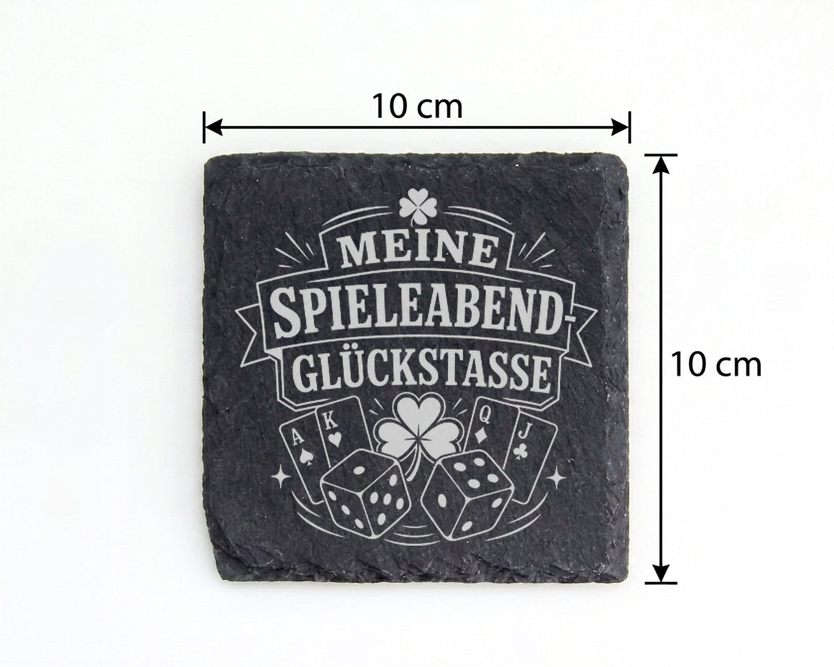 Schiefer Untersetzer Spieleabend Meine Glückstasse - Geschenk für Bret – Bild 4