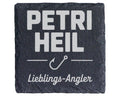 Schiefer Untersetzer Petri Heil Lieblings-Angler - Geschenk Für Fische – Bild 1