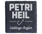 Schiefer Untersetzer Petri Heil Lieblings-Angler - Geschenk Für Fische – Bild 1
