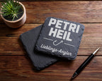 Schiefer Untersetzer Petri Heil Lieblings-Angler - Geschenk Für Fische – Bild 5