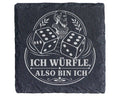 Schiefer Untersetzer Brettspiel Würfle also bin ich - Lustiges Geschen – Bild 1