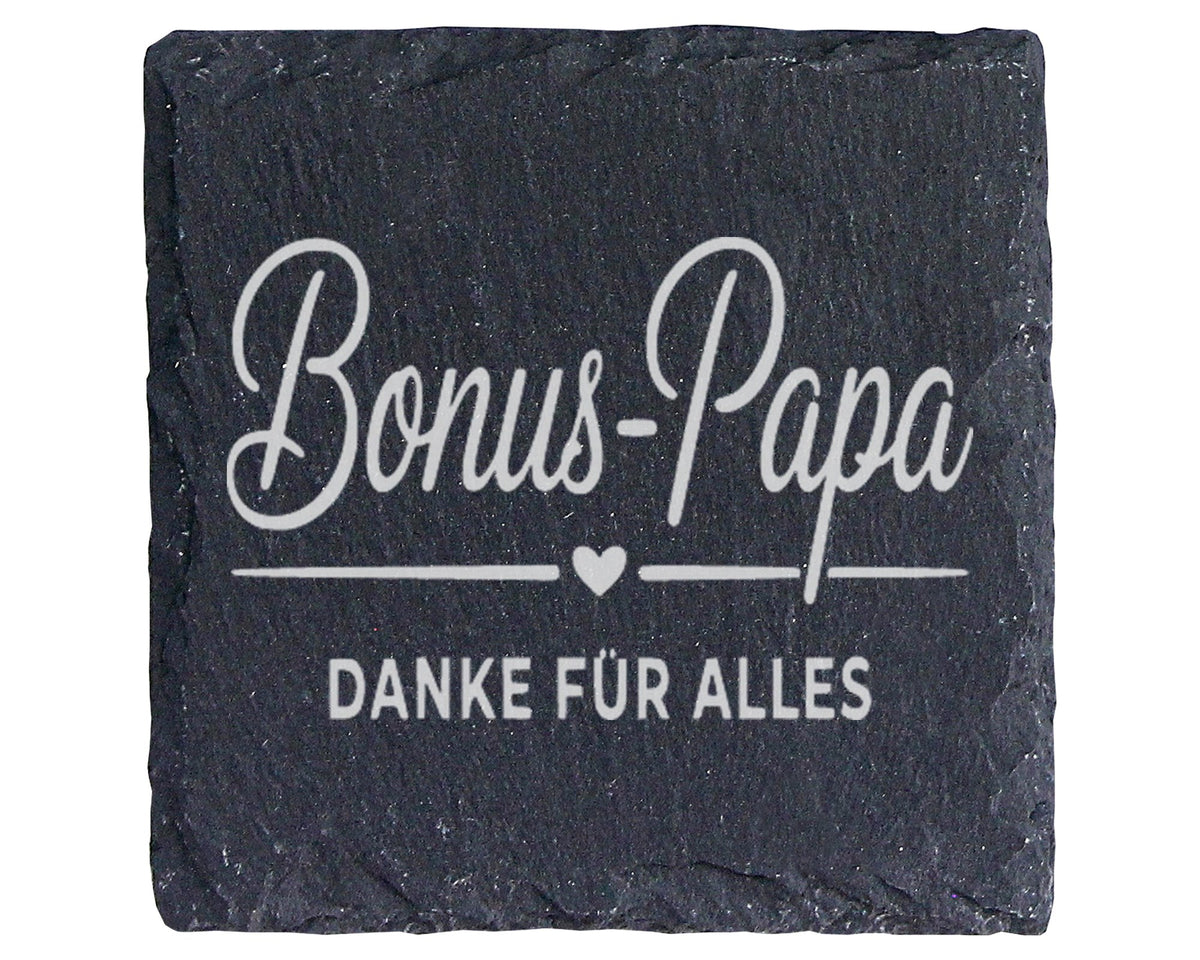 Schiefer Untersetzer Bonus Papa Danke Für Alles - Geschenk Stiefvater  – Bild 1