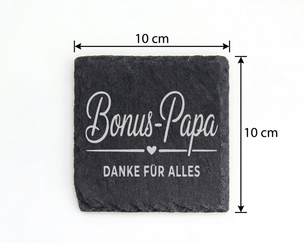 Schiefer Untersetzer Bonus Papa Danke Für Alles - Geschenk Stiefvater  – Bild 4