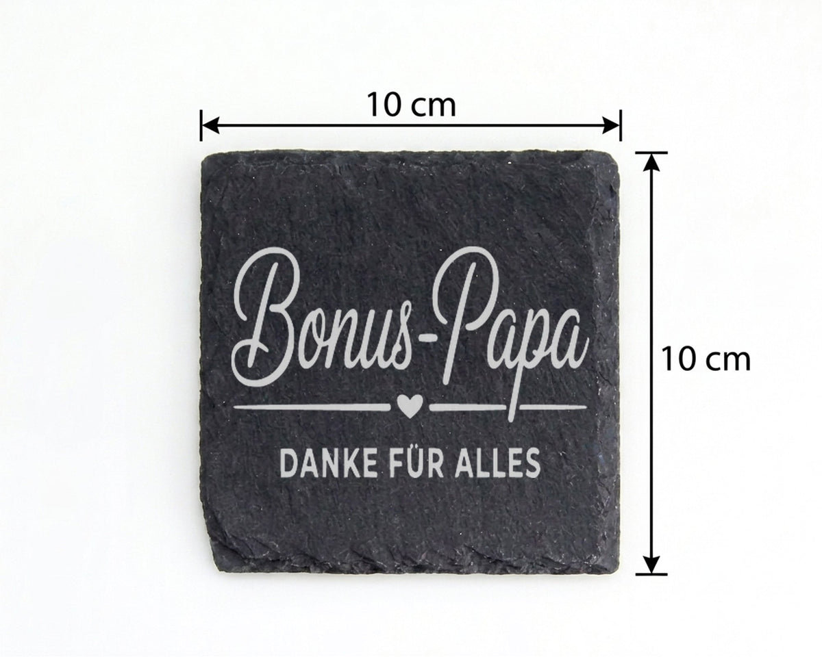 Schiefer Untersetzer Bonus Papa Danke Für Alles - Geschenk Stiefvater  – Bild 4