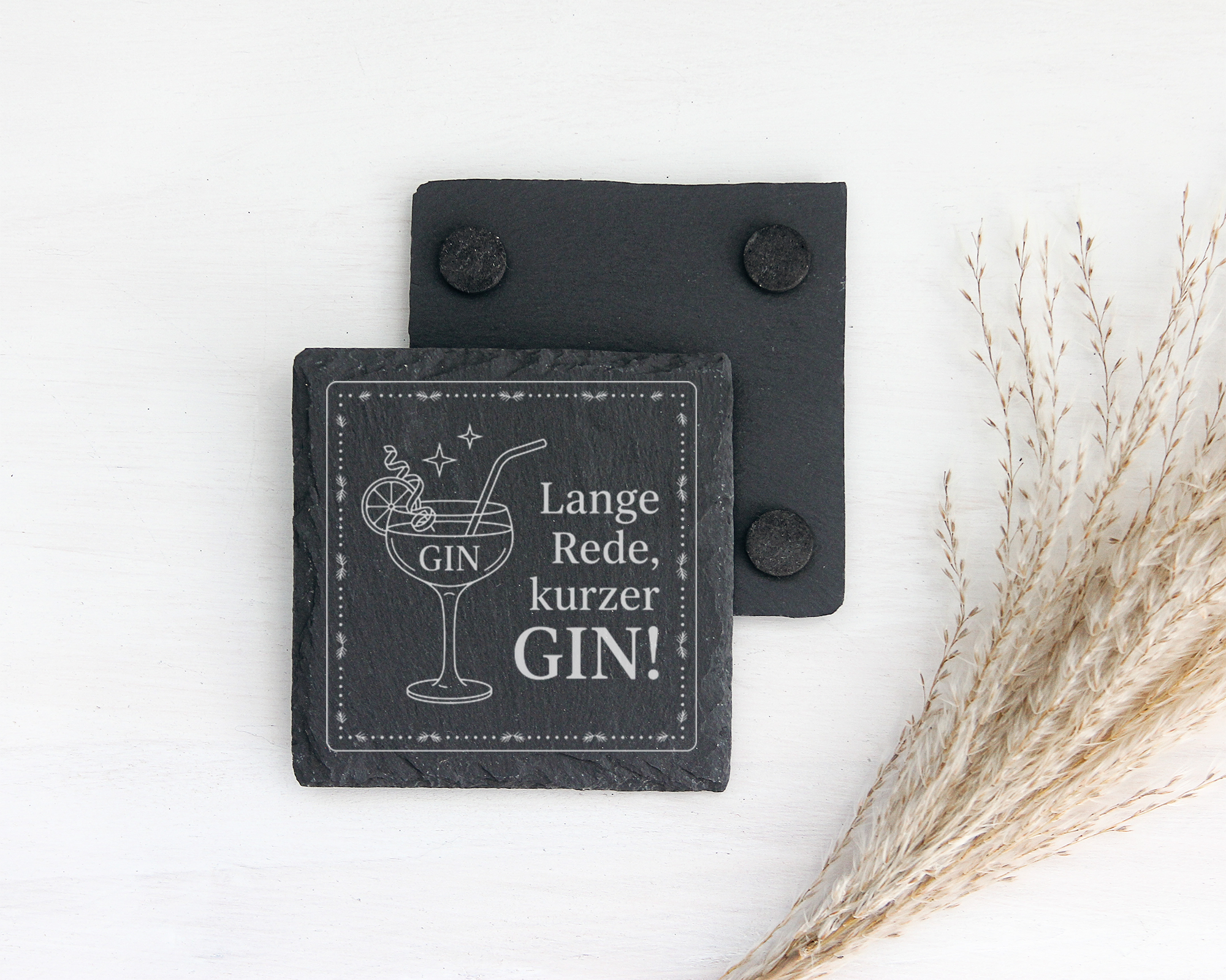 Gin Untersetzer Schiefertafel, Lange Rede kurzer GIN Geschenk, Gin Lie – Bild 2