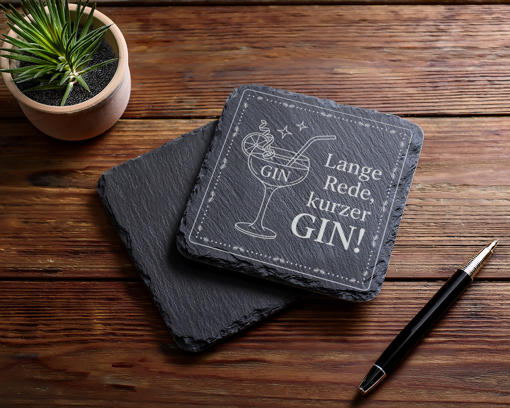 Gin Untersetzer Schiefertafel, Lange Rede kurzer GIN Geschenk, Gin Lie – Bild 5
