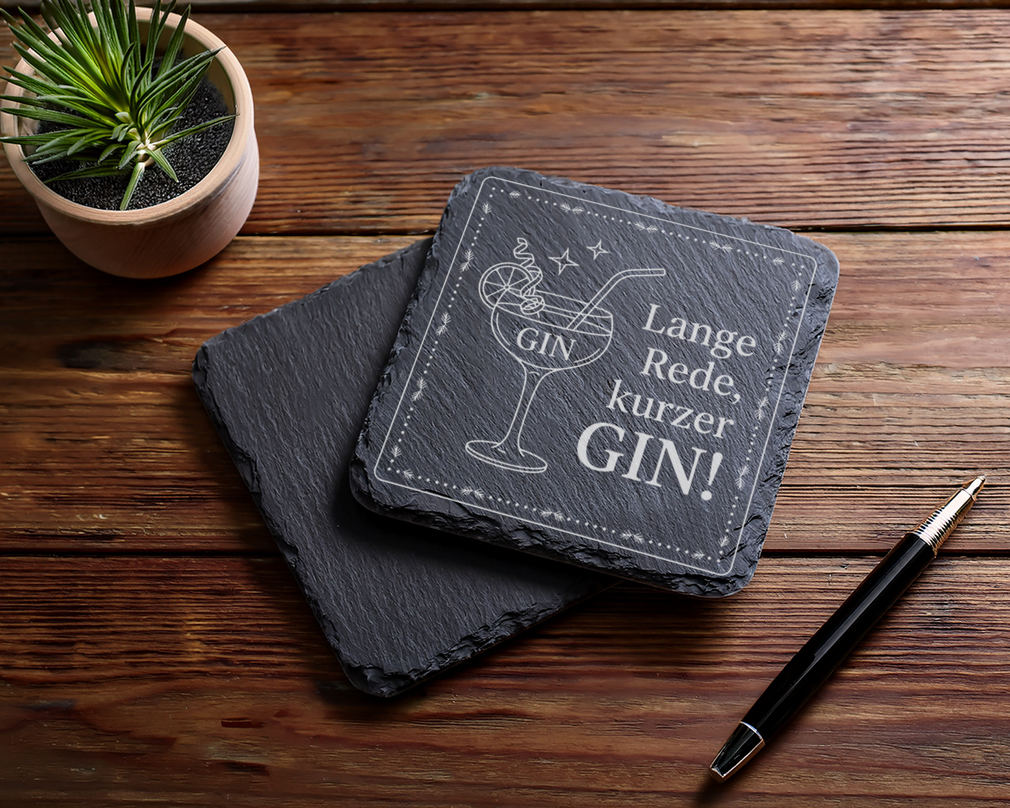Gin Untersetzer Schiefertafel, Lange Rede kurzer GIN Geschenk, Gin Lie – Bild 5