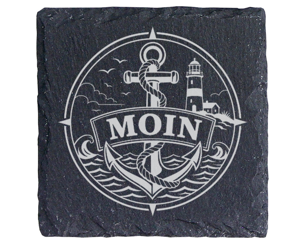 Schiefer Untersetzer Moin - Maritimes Geschenk für Norddeutsche & Nord – Bild 1