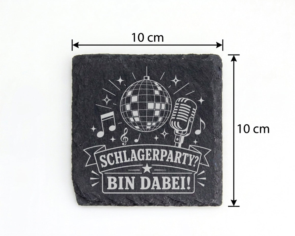 Schiefer Untersetzer Schlagerparty Bin dabei - Lustiges Geschenk für S – Bild 4