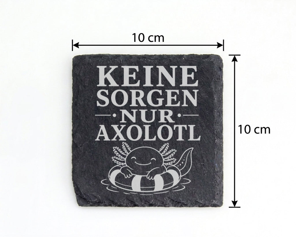 Schiefer Untersetzer Axolotl Keine Sorgen nur Gute Laune - Lustiges Ge – Bild 4