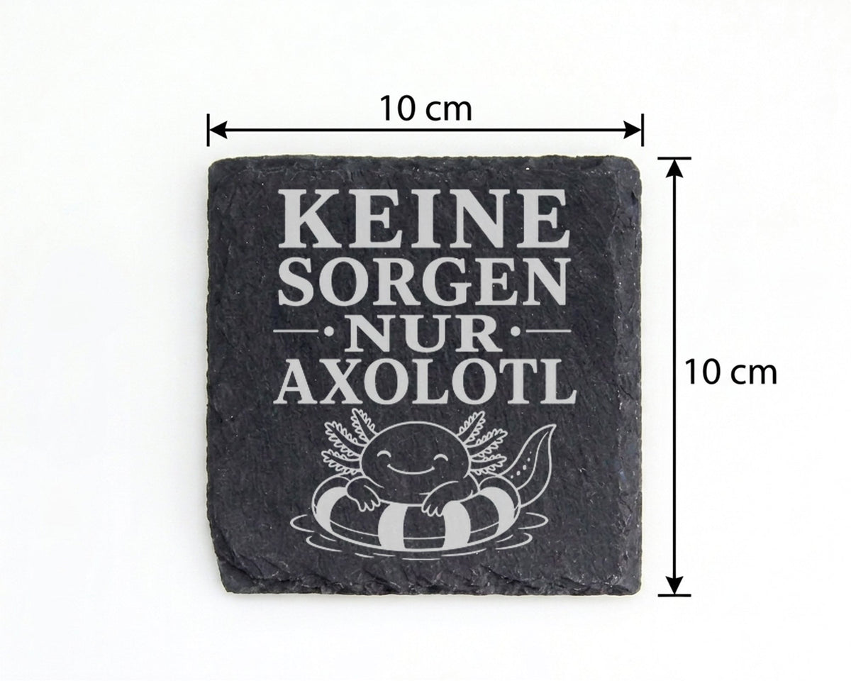 Schiefer Untersetzer Axolotl Keine Sorgen nur Gute Laune - Lustiges Ge – Bild 4