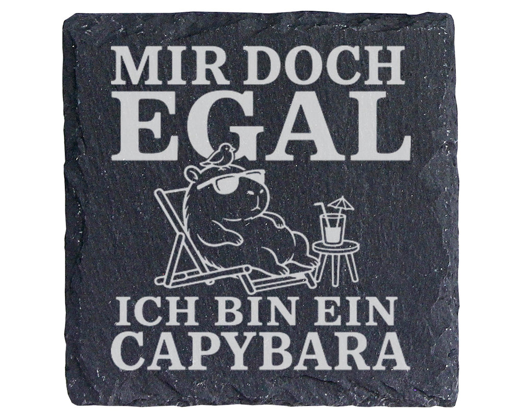 Schiefer Untersetzer Mir doch egal ich bin ein Capybara - Lustiges Ges – Bild 1