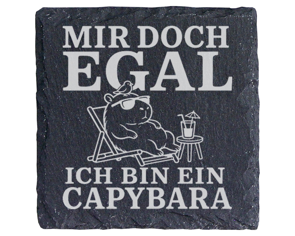 Schiefer Untersetzer Mir doch egal ich bin ein Capybara - Lustiges Ges – Bild 1