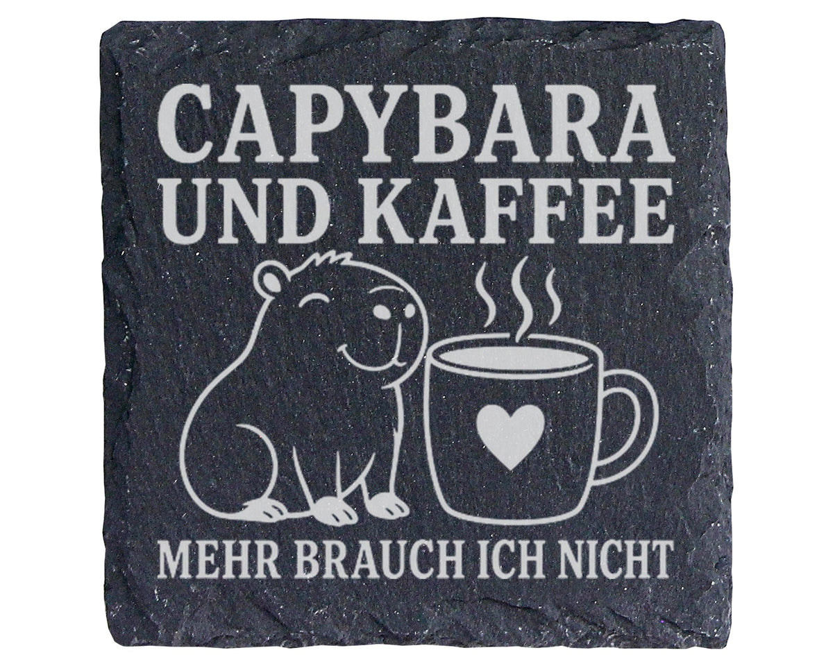 Schiefer Untersetzer Capybara und Kaffee mehr brauch ich nicht - Gesch – Bild 1
