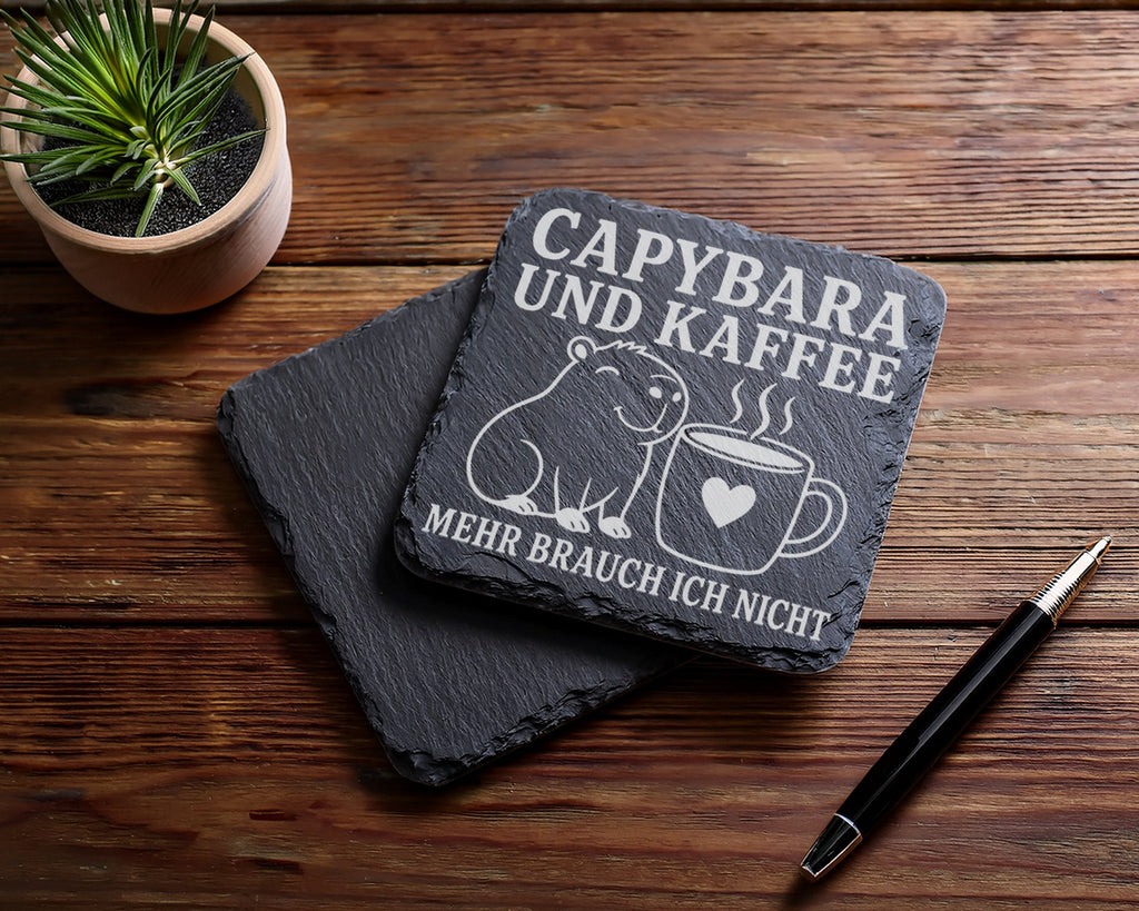 Schiefer Untersetzer Capybara und Kaffee mehr brauch ich nicht - Gesch – Bild 5