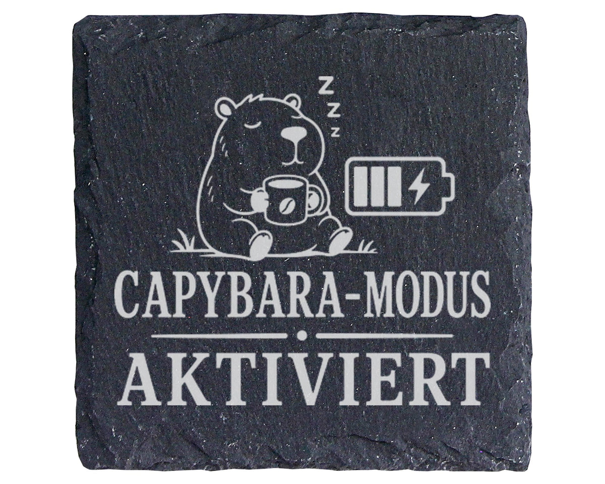 Schiefer Untersetzer Capybara Modus aktiviert - Lustiges Geschenk für  – Bild 1
