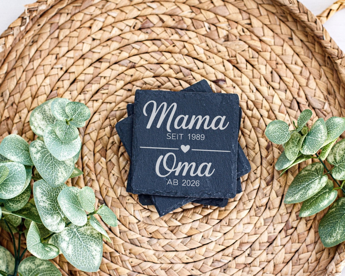 Schiefer Untersetzer Mama Wird Oma Personalisiert - Geschenk Für Zukün – Bild 3