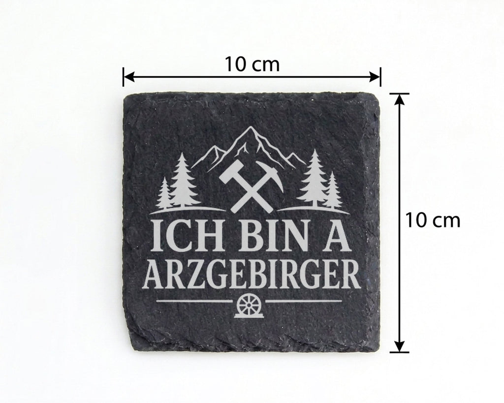 Schiefer Untersetzer Ich bin a Arzgebirger - Geschenk für Erzgebirge F – Bild 4