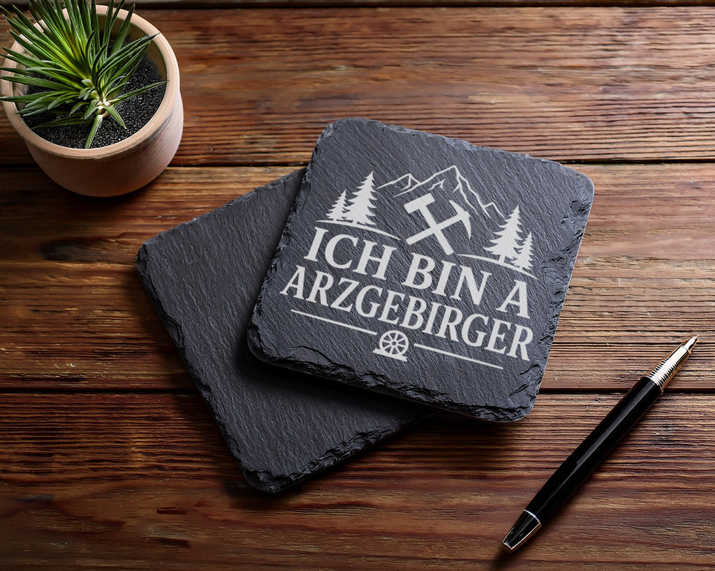 Schiefer Untersetzer Ich bin a Arzgebirger - Geschenk für Erzgebirge F – Bild 5