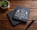 Schiefer Untersetzer Ich bin a Arzgebirger - Geschenk für Erzgebirge F – Bild 5