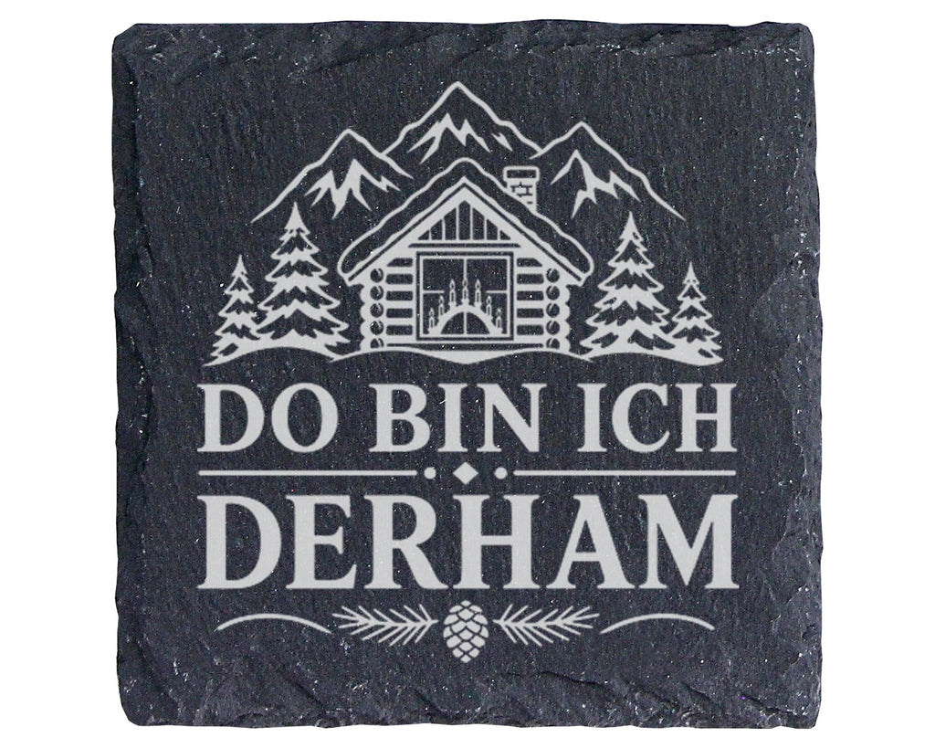 Schiefer Untersetzer Erzgebirge Do bin ich derham - Geschenk für Sachs – Bild 1