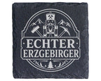 Schiefer Untersetzer Echter Erzgebirger - Geschenk für Sachsen, Bergle – Bild 1