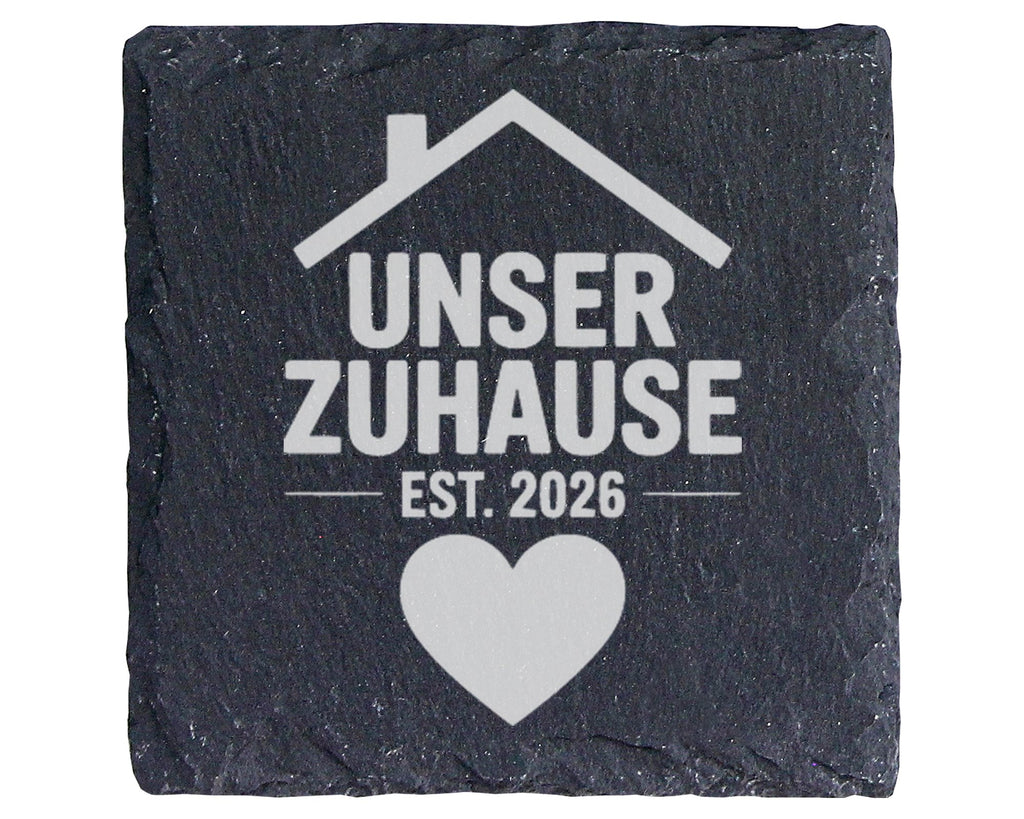 Schiefer Untersetzer Unser Zuhause Personalisiert - Geschenk für Paare – Bild 1