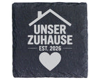 Schiefer Untersetzer Unser Zuhause Personalisiert - Geschenk für Paare – Bild 1