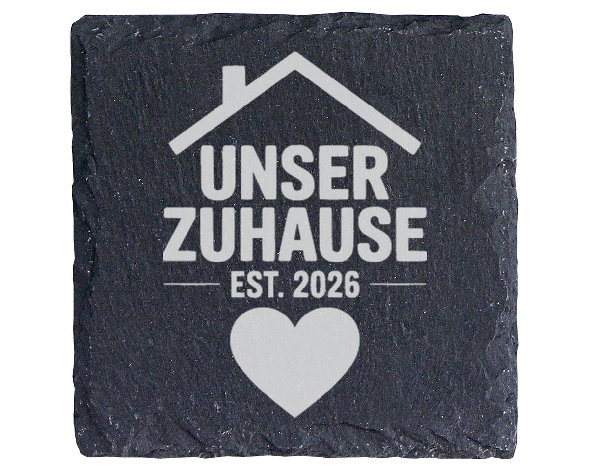 Schiefer Untersetzer Unser Zuhause Personalisiert - Geschenk für Paare – Bild 1