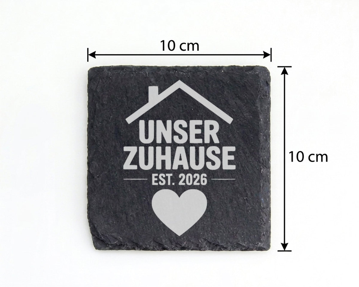 Schiefer Untersetzer Unser Zuhause Personalisiert - Geschenk für Paare – Bild 4