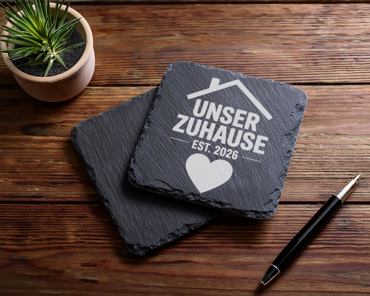 Schiefer Untersetzer Unser Zuhause Personalisiert - Geschenk für Paare – Bild 5