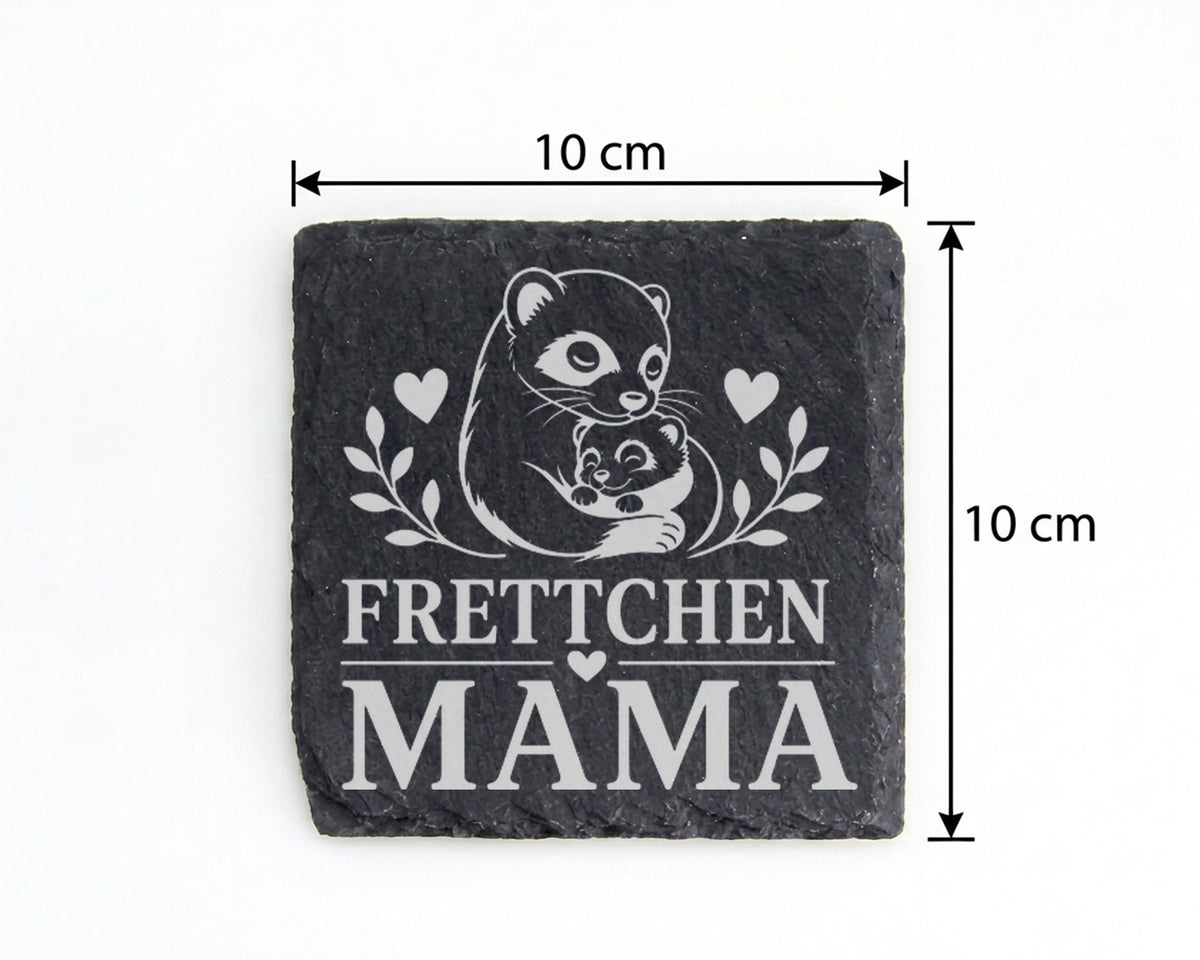 Schiefer Untersetzer Frettchen Mama - Süßes Geschenk für Frettchenhalt – Bild 4