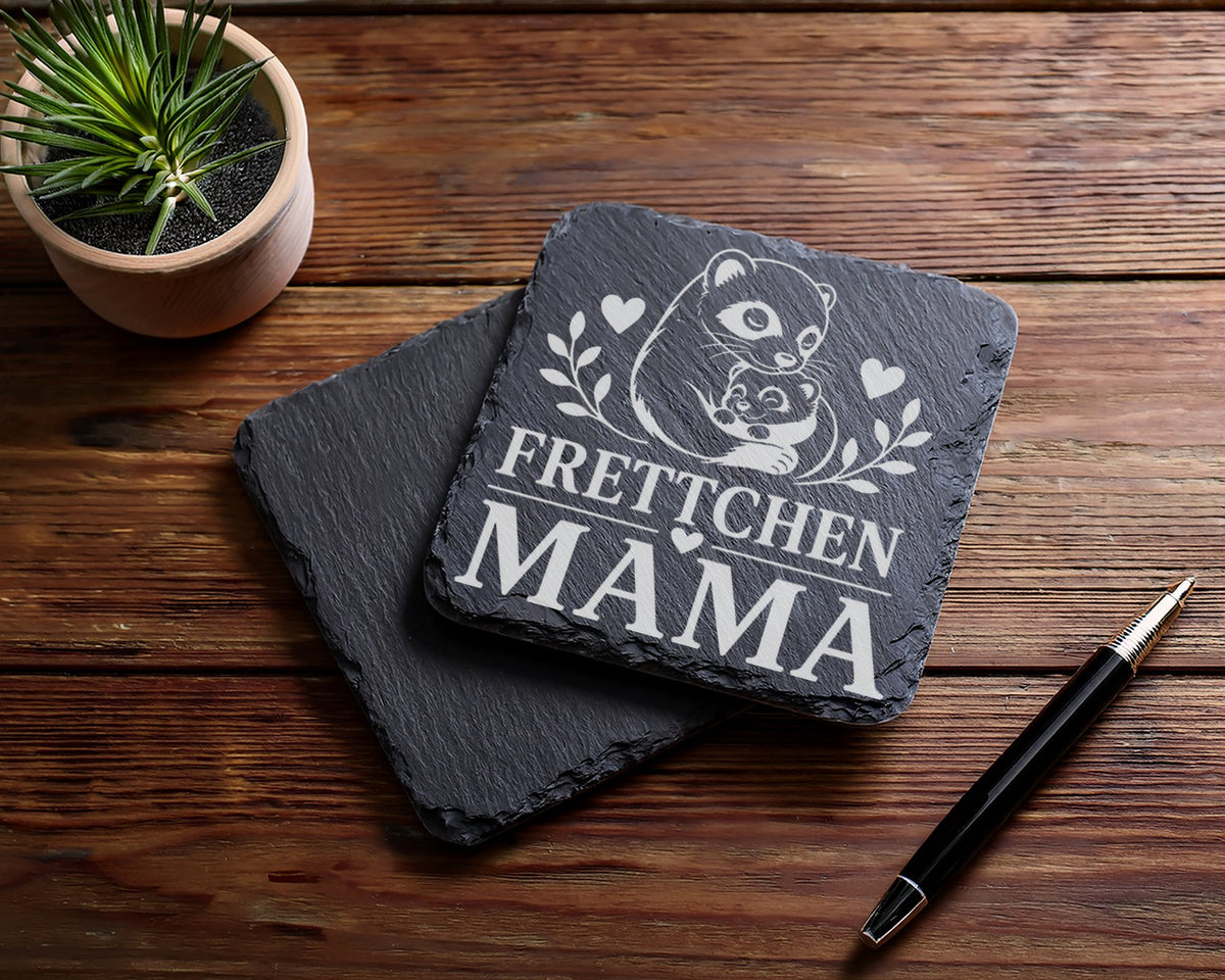 Schiefer Untersetzer Frettchen Mama - Süßes Geschenk für Frettchenhalt – Bild 5
