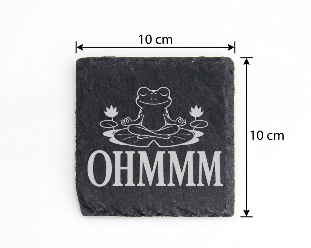 Schiefer Untersetzer Yoga Frosch Ohmmm - Geschenk für Yogalehrerin & M – Bild 4