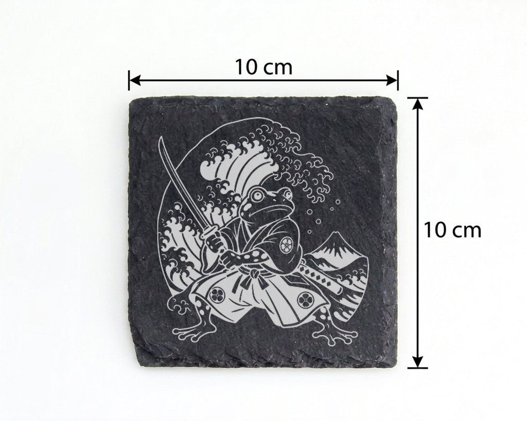 Schiefer Untersetzer Samurai Frosch Japanische Welle - Geschenk für Ja – Bild 4