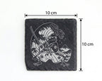 Schiefer Untersetzer Samurai Frosch Japanische Welle - Geschenk für Ja – Bild 4