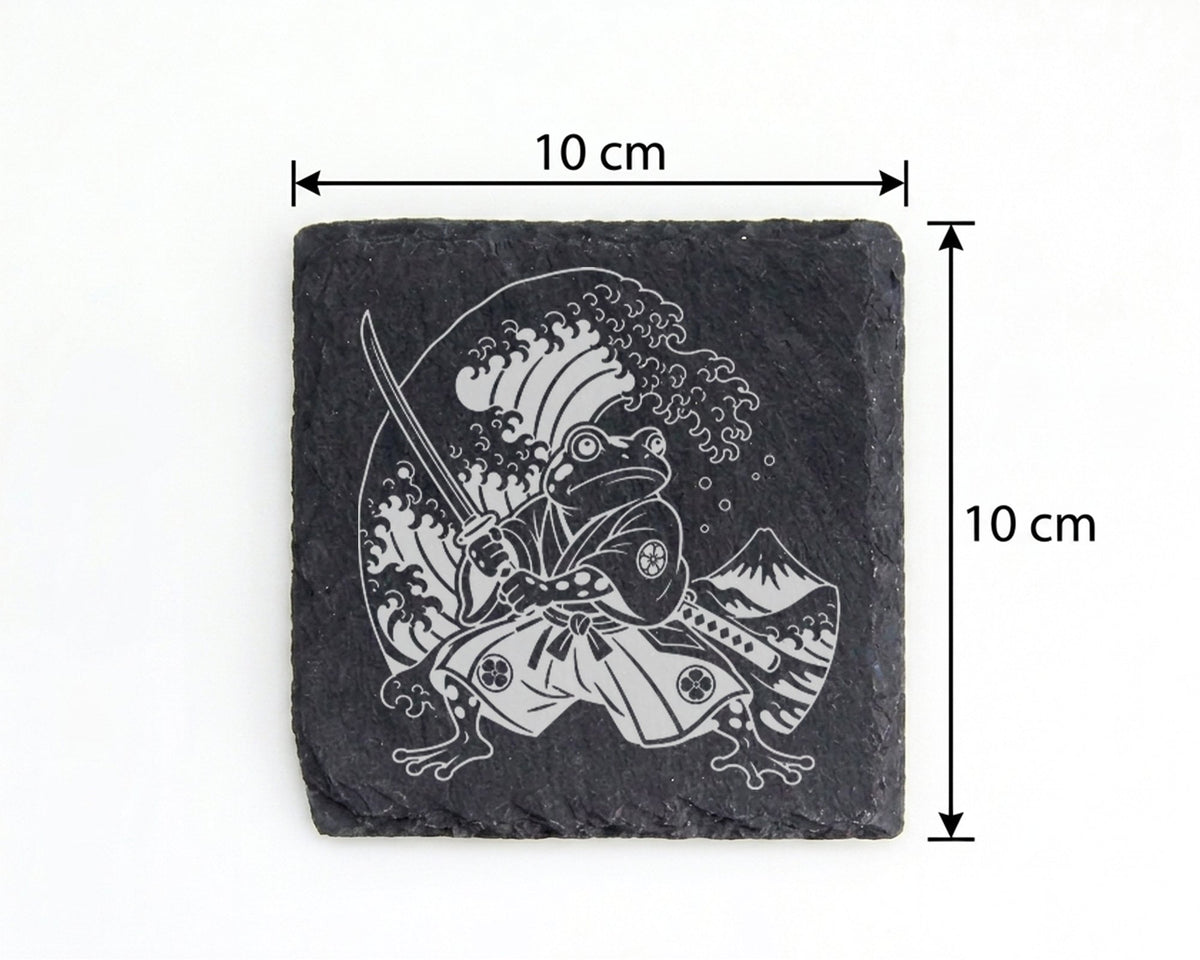 Schiefer Untersetzer Samurai Frosch Japanische Welle - Geschenk für Ja – Bild 4